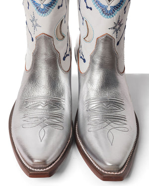 Starlet Boot Metallic Silver/White Women’s Cowboy Boots | Besita Boots