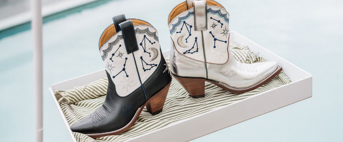 Starlet Bootie - Black/White | Metallic - Silver/White | Women's Cowboy Boots | Besita Boots