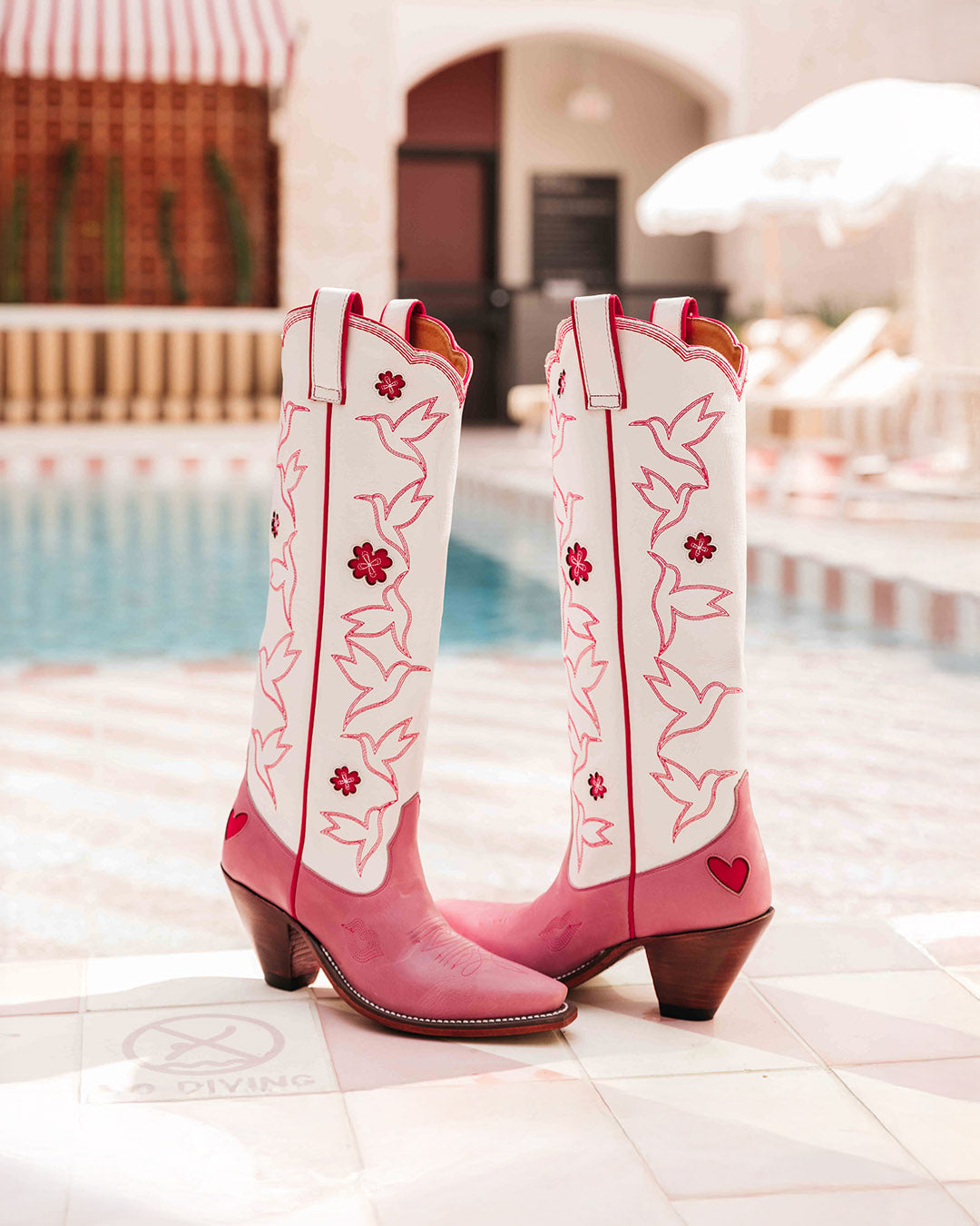 Honey Rose/White/Red Boots | Besita Boots
