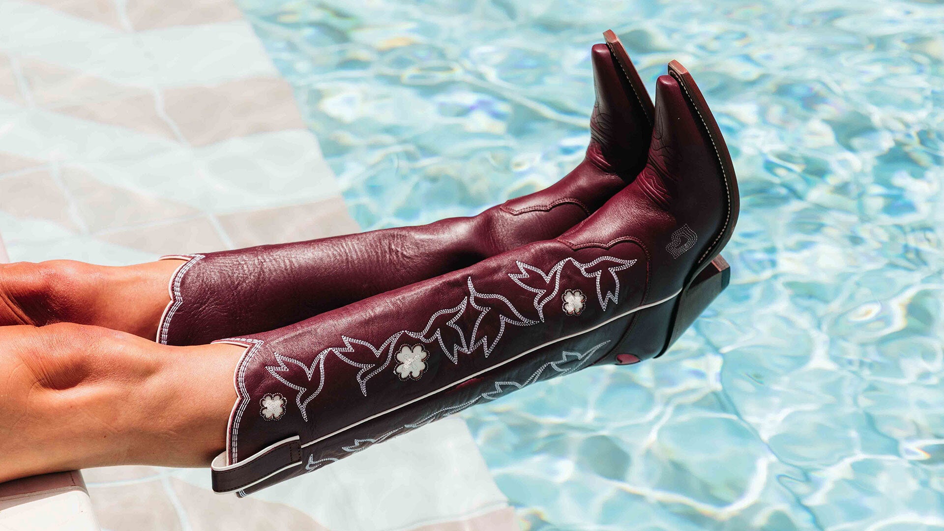 Honey - Wine/White | Women's Cowboy Boots | Besita Boots