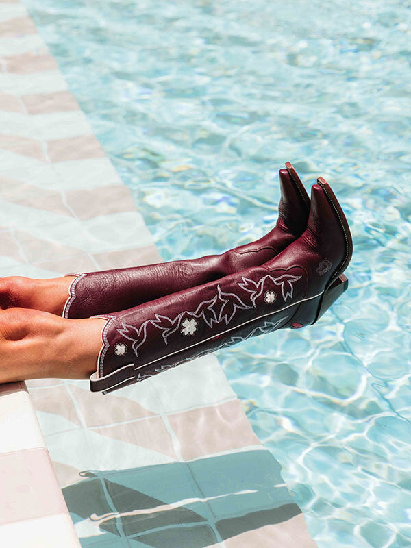 Honey - Wine/White | Women's Cowboy Boots | Besita Boots