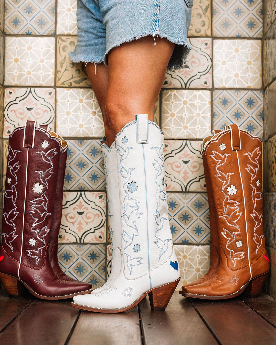 Honey Boot White/Iceblue Women’s Cowboy Boots | Besita Boots