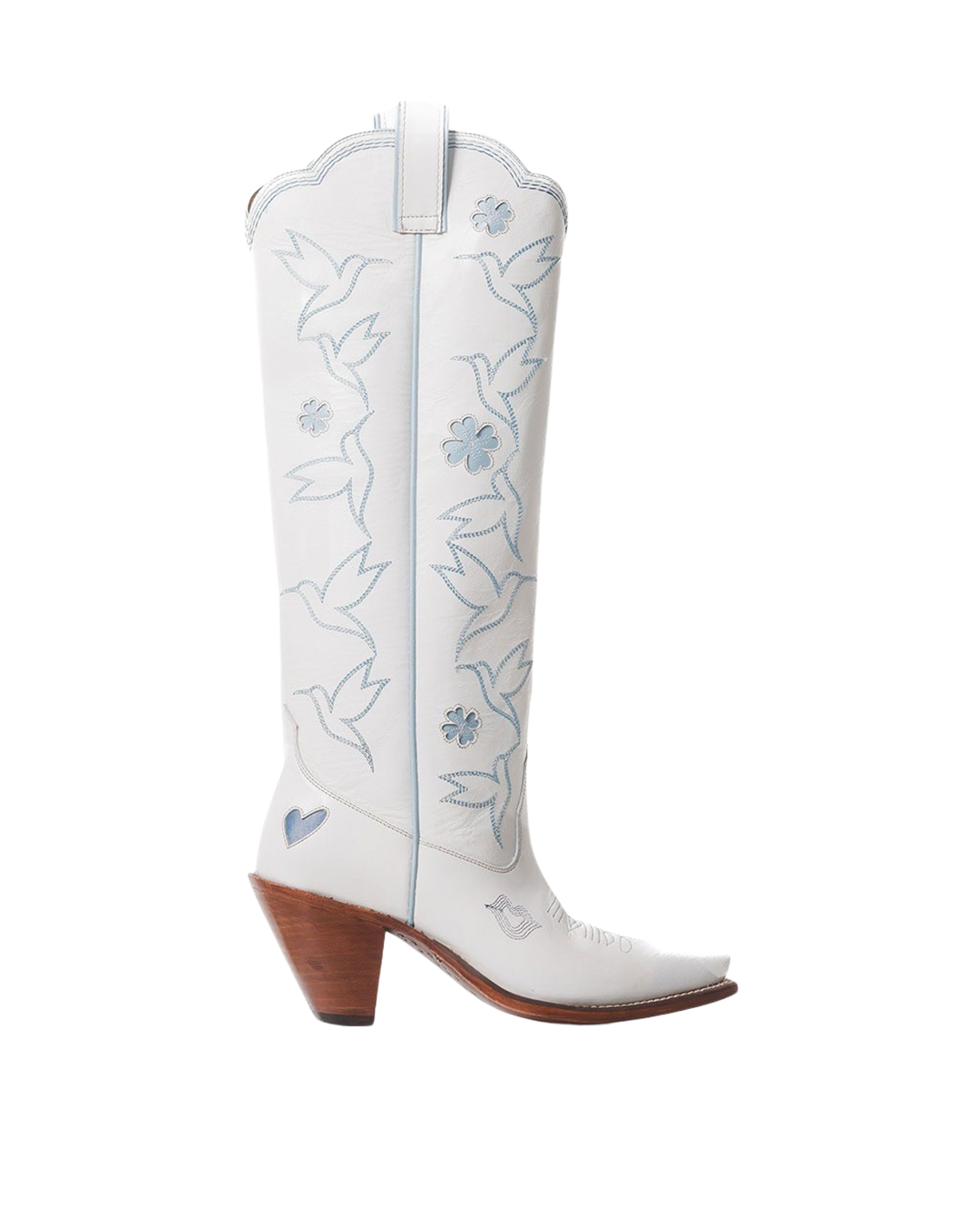 Honey Boot - White/Ice Blue | Women's Tall Cowboy Boots | Besita Boots